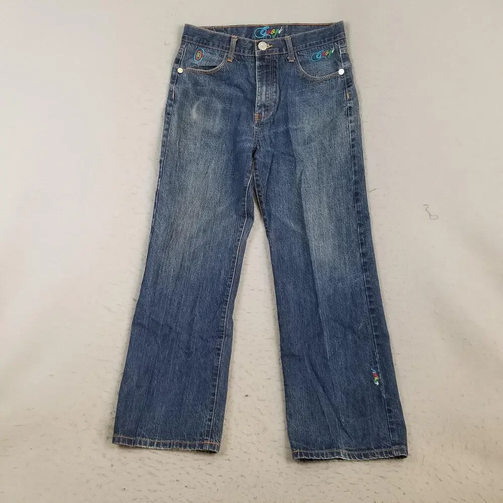 Coogi Jeans Mens 36x34 Blue Denim Embroidered Dragon Back Pocket Baggy Hip‎ Hop